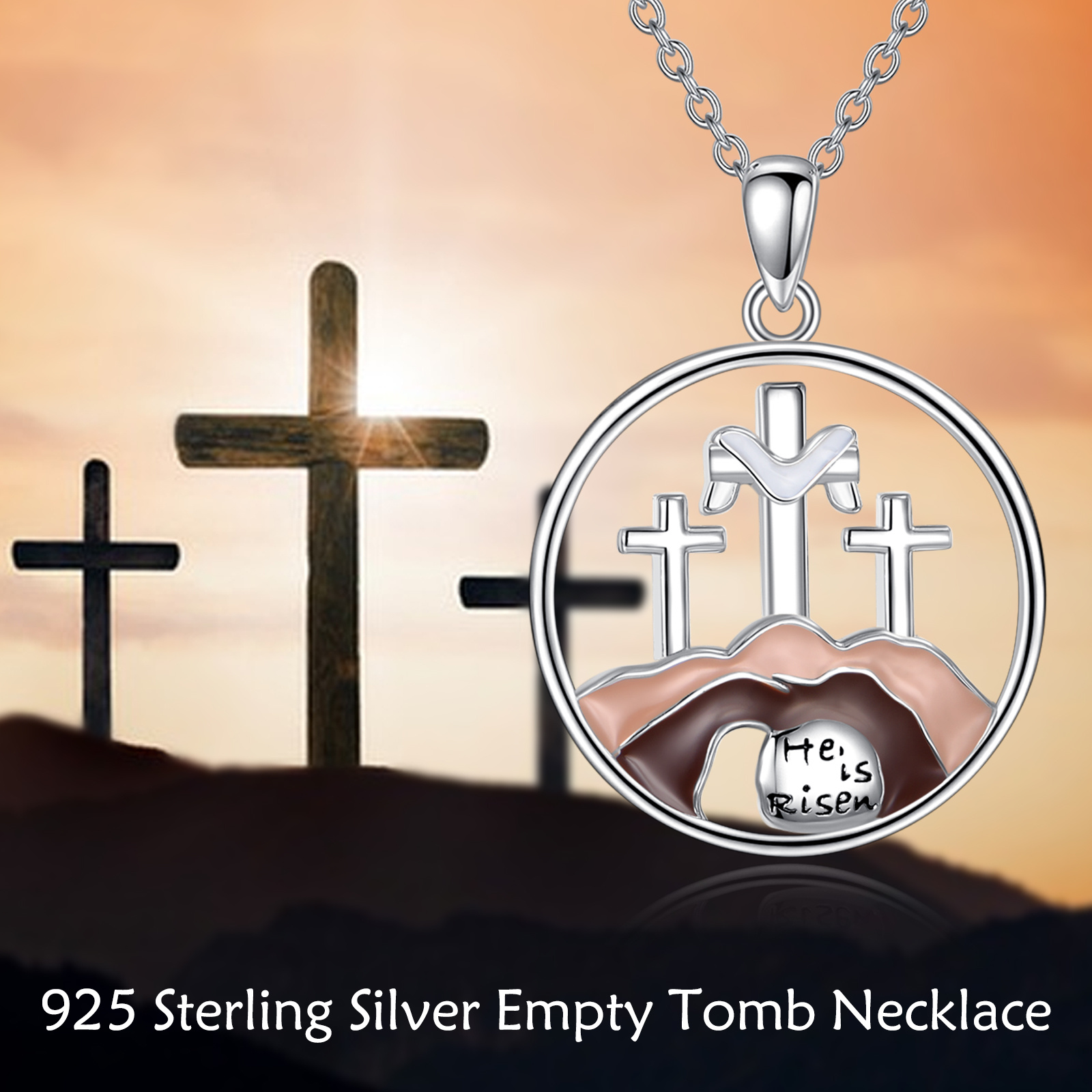 925 Sterling Silver Empty Tomb Necklace, Daily Wear
